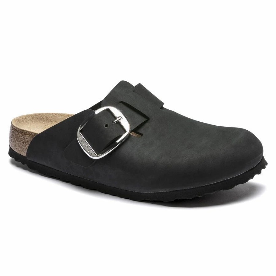 * Birkenstock Boston Big Buckle Nubuck Leather Black | Big Buckle